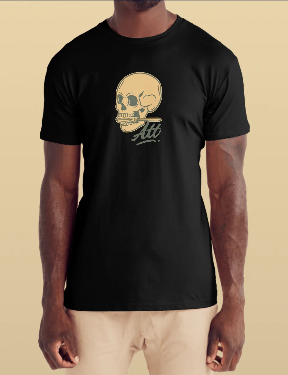Addicted to tools skull logo large front beige ATT - Image 3