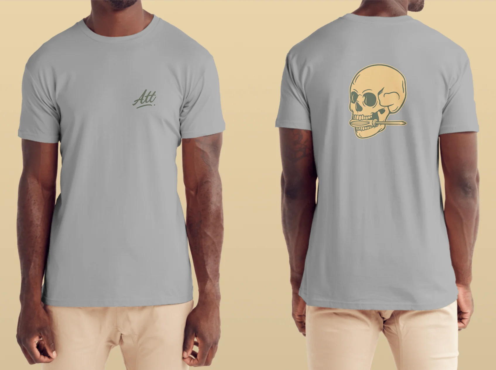Addicted to tools skull logo corner beige front and back ATT - Image 3