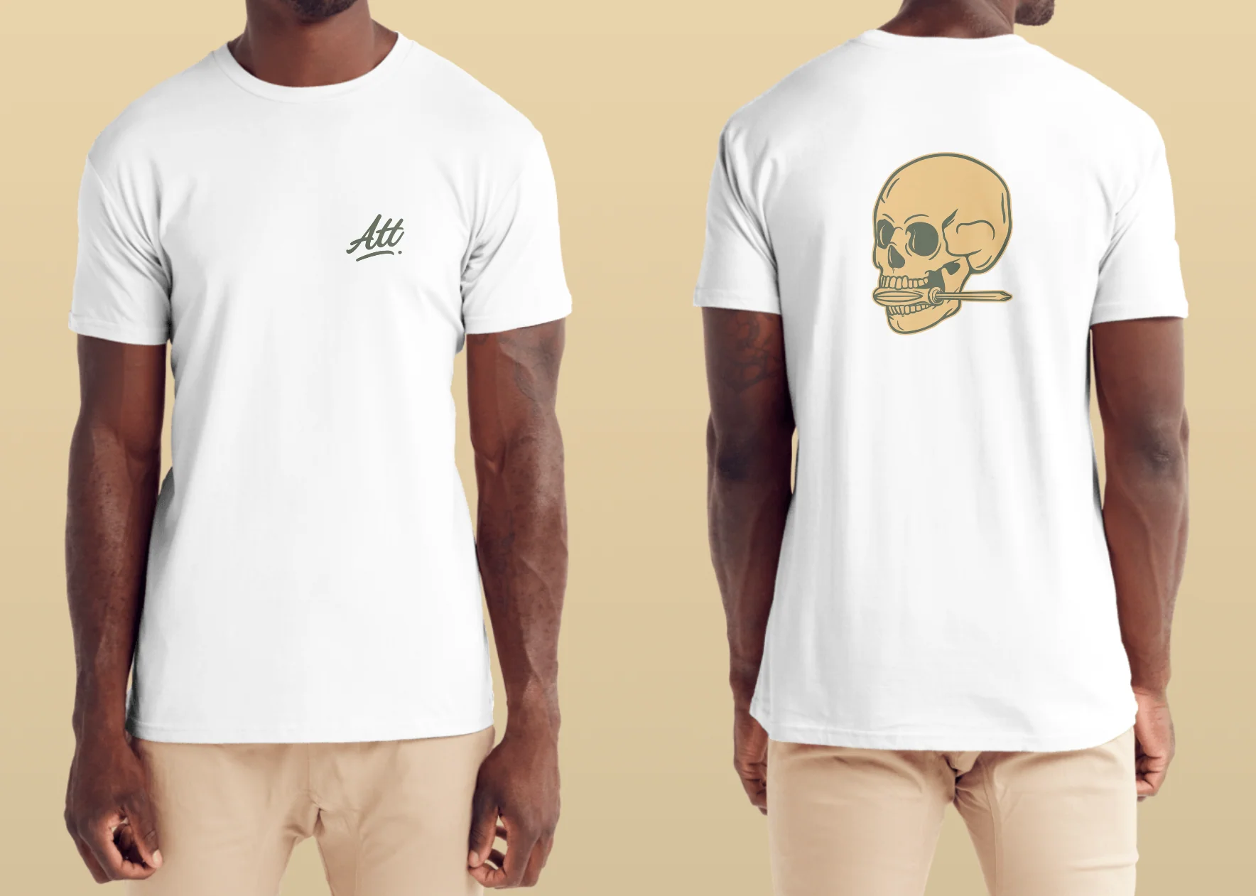 Addicted to tools skull logo corner beige front and back ATT - Image 4